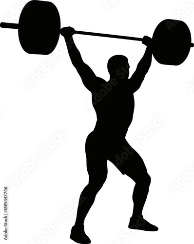 weightlifter silhouette powerful strength, peak performance, and unwavering determination, isolated on transparent background
