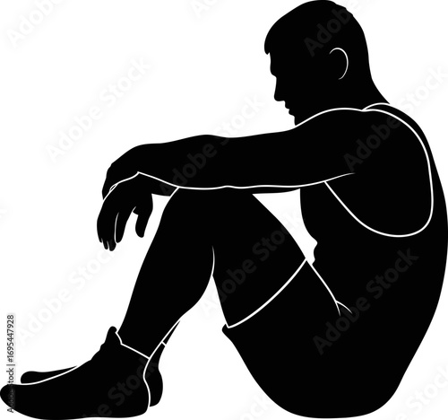 wrestling silhouette defeats embrace, the weight of loss, a champions reflection, isolated on transparent background