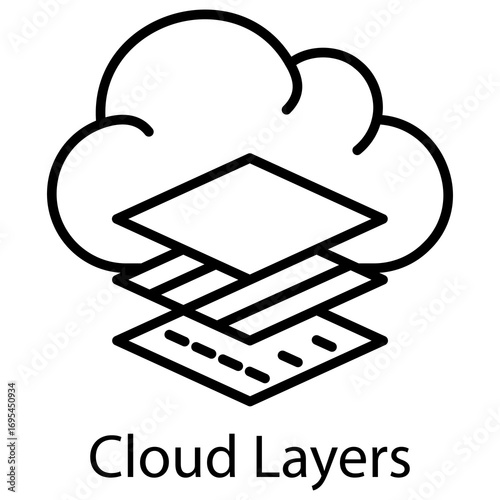 Cloud Layers Outline Style. Vector Illustration For Graphic Design
