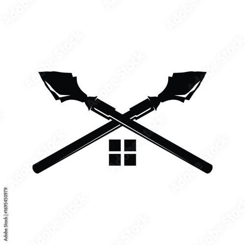 Spear Logo Old Vintage Rustic Simple Design Business Brand Spear Arrow