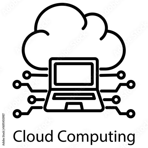 Cloud Computing Outline Style. Vector Illustration For Graphic Design