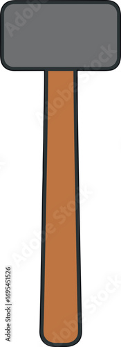 hammer cartoon style, gray head, brown handle clip art preview