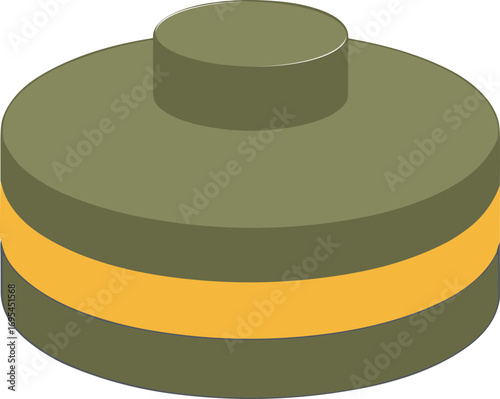 Isometric Green Battery Cell with Yellow Stripe Illustration Design Element