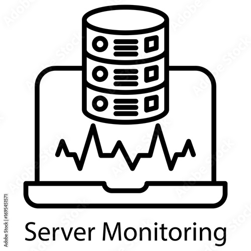 Server Monitoring Outline Style. Vector Illustration For Graphic Design