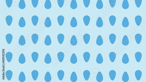 Abstract seamless pattern of repeating blue teardrop shapes on a light blue background