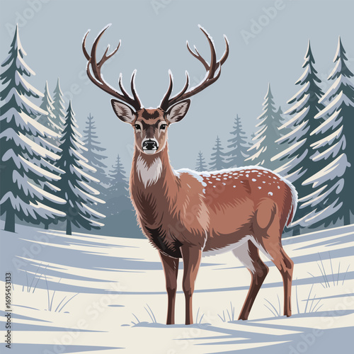 deer in the snow