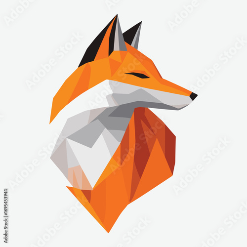 Low Polygon Fox, Fox Logo Illustration, Animal Vector Artwork