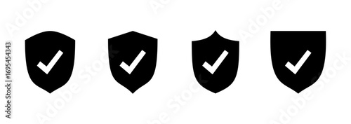 Shield check mark icon vector. Protection approve sign. Insurance icon