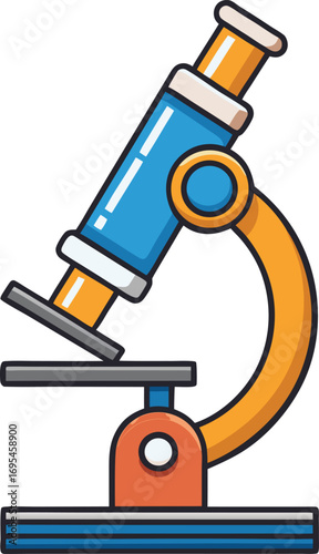 Iconic vector illustration of a microscope, representing laboratory work and the study of microscopic organisms.