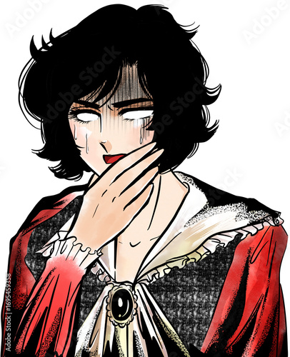 ショックで言葉を失う昭和少女漫画風中世ヨーロッパの黒髪王子