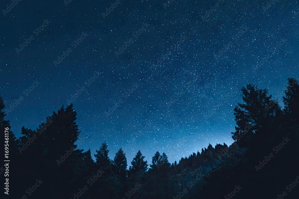Fototapeta premium Starry night over a dark forest (1)