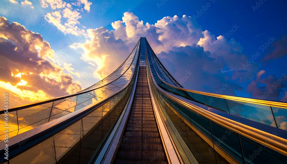 Obraz premium Elevated escalator to sky