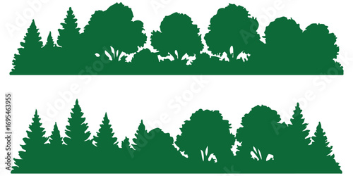 Set of tree line forest trees silhouette