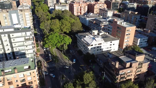 Bogota's northern area taken from the sky, with its characteristic buildings and its usual traffic