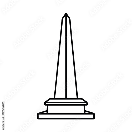 Obelisk monument line art, black outline, vector and illustration