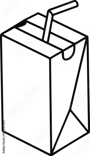 juice box line art, black outline, vector and illustration