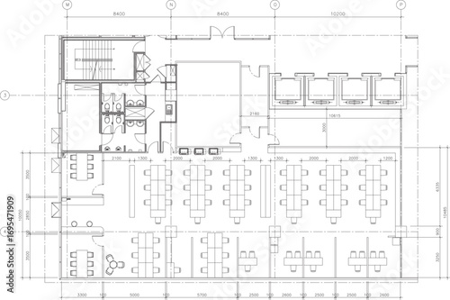 Interior Design Drawing – Office Furniture Layout Plan Vector