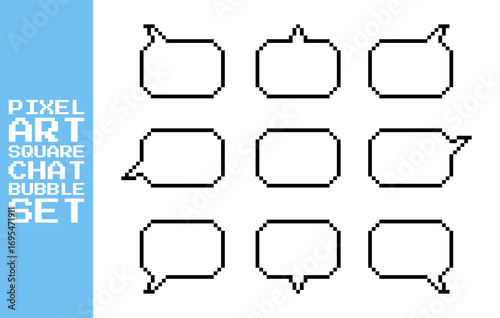 Pixel Art Square Chat Bubble Set