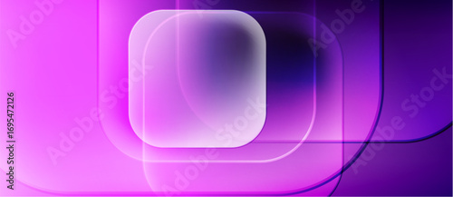 Abstract gradients, rounded squares overlap. Violet, pink hues dominate composition. Minimalist design, modern aesthetic. Smooth transitions create depth.