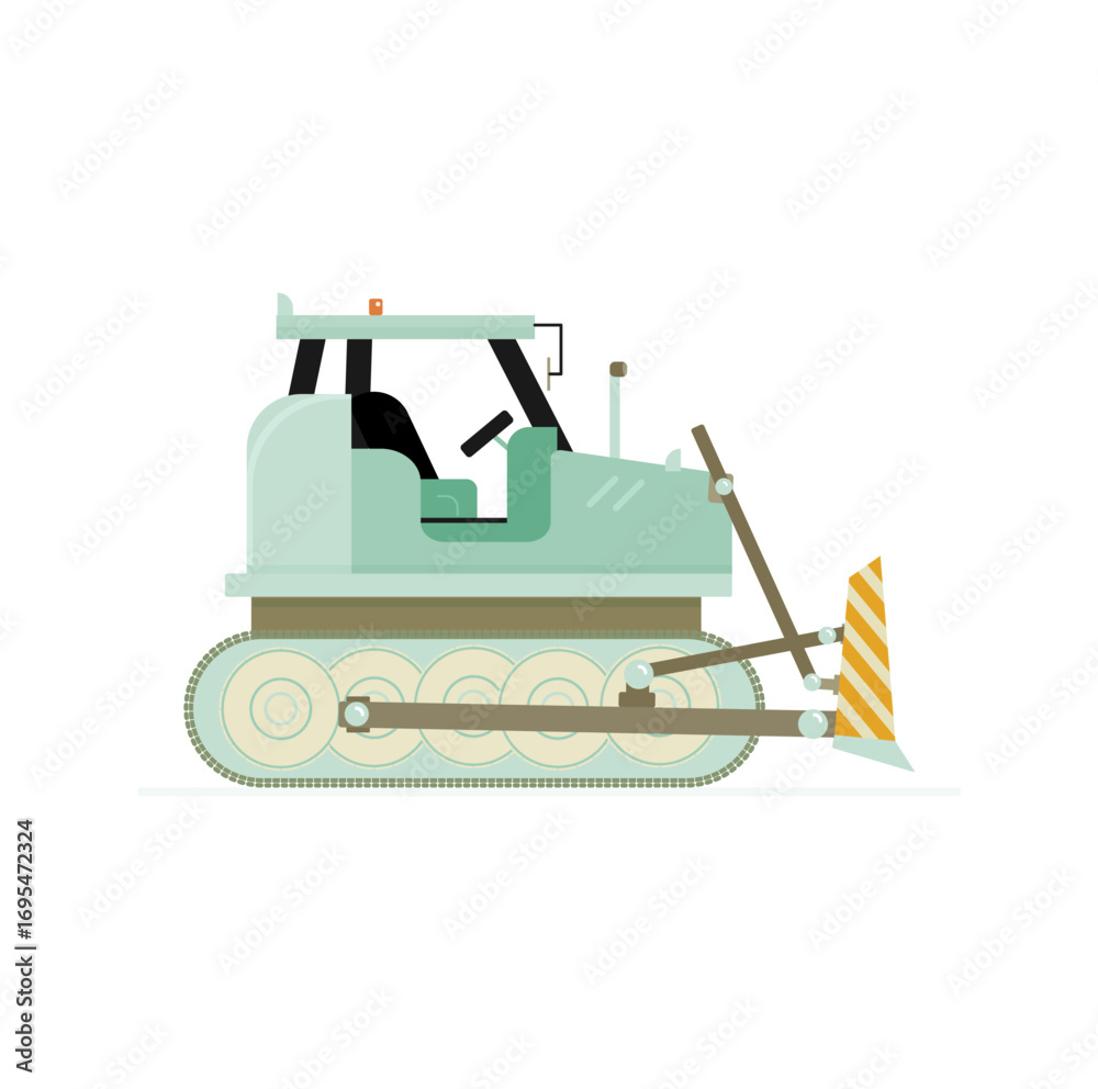 Naklejka premium bulldozer heavy machinery flat vector