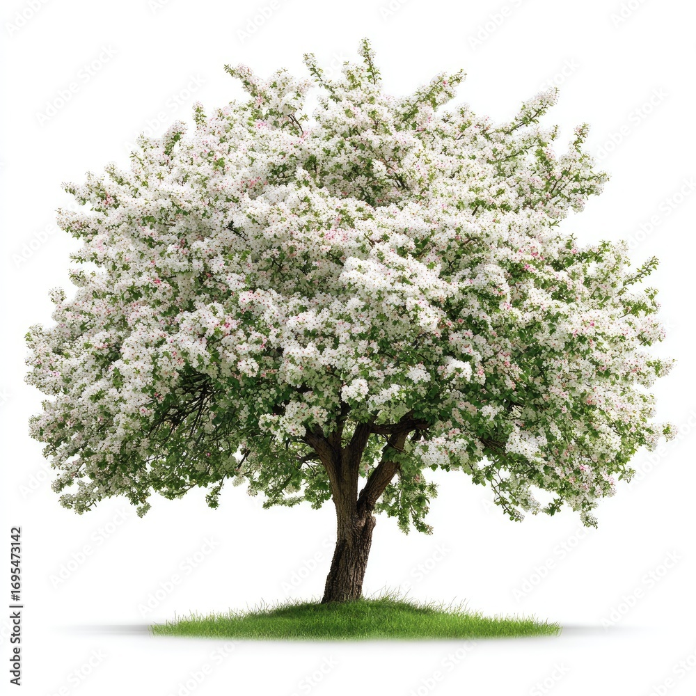 Fototapeta premium Blossoming tree, abundant white flowers