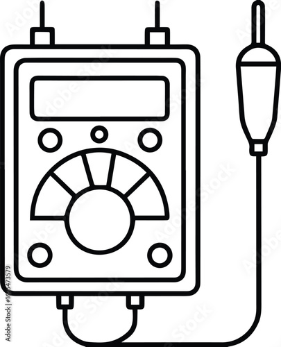 multimeter line art, black outline, vector and illustration