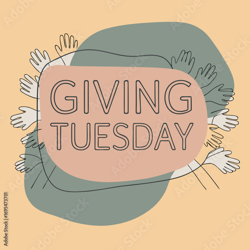 Giving tuesday concept with abstract shapes and hands reaching out