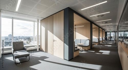 Modern office space with private zones