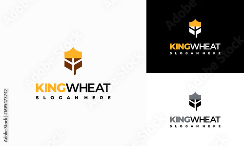 King Wheat Logo designs concept vector, Royal Grain Wheat logo template
