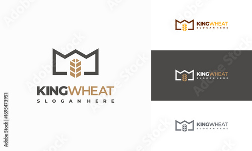 King Wheat Logo designs concept vector, Royal Grain Wheat logo template