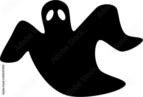 Minimalist Solid Ghost Shape, Halloween Spooky Apparition Element Icon