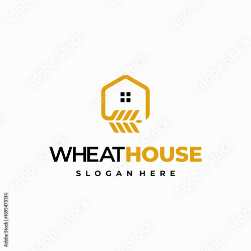 Wheat Grain House logo designs concept vector, Agriculture and Food logo template