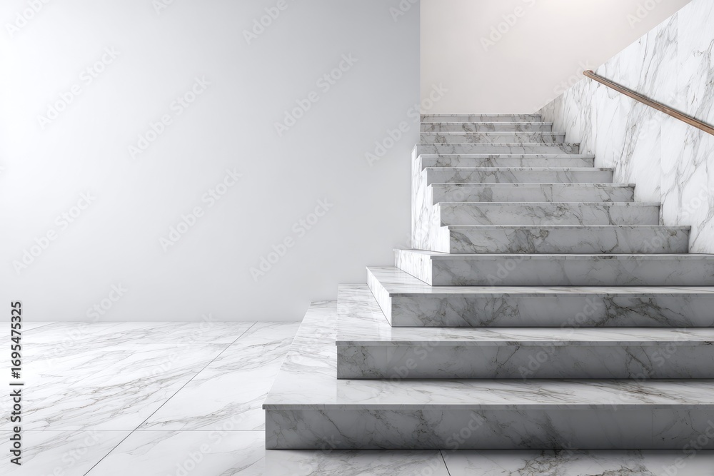 Obraz premium White marble staircase in modern space