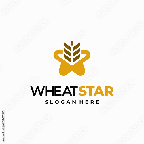Wheat Grain Star logo designs concept vector, Agriculture wheat Logo Template vector icon