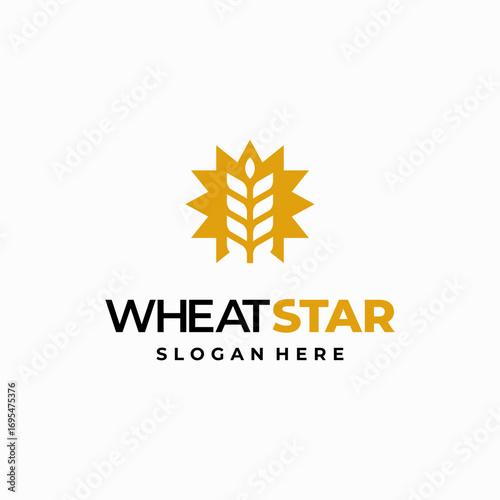 Wheat Grain Star logo designs concept vector, Agriculture wheat Logo Template vector icon