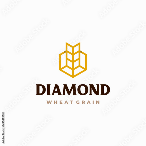 Wheat Grain Diamond logo designs concept vector, Agriculture wheat Logo Template vector icon