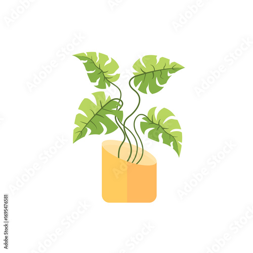 Decorative house plants with pot isolated. interior plant vector, flat icon design Cartoon potted green plants flowers