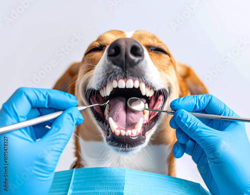 Dog dental care professional cleaning teeth checkup pet health canine