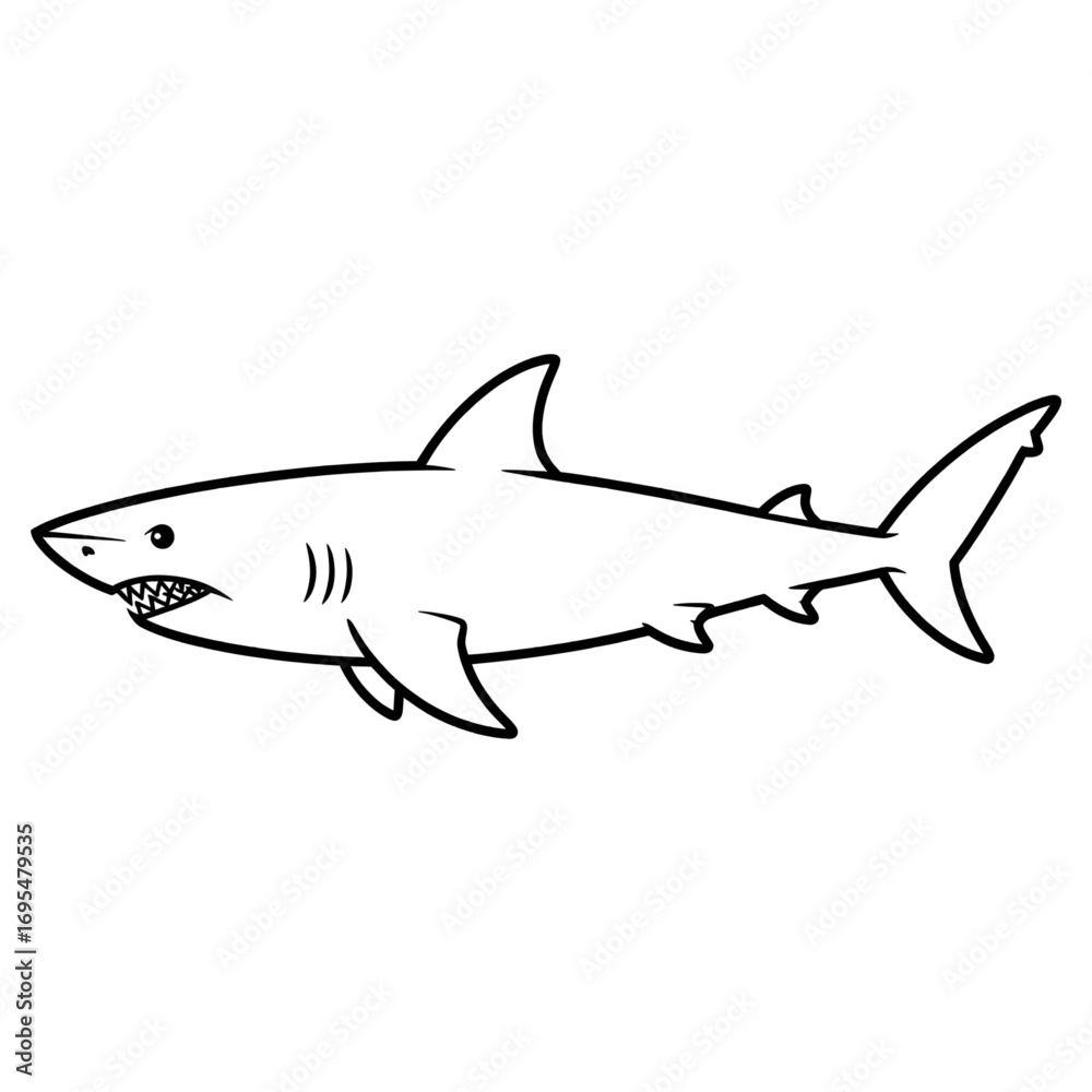 Obraz premium A shark illustration vector style coloring page