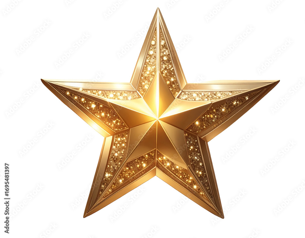 Fototapeta premium Radiant Golden Star with Sparkling Light Rays, Abstract Award Concept, Isolated