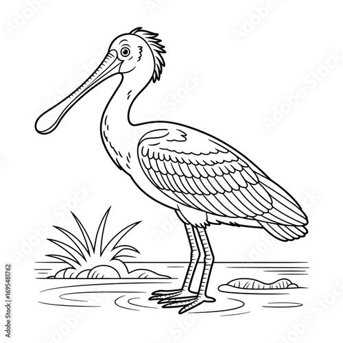 A spoonbill illustration vector style coloring page