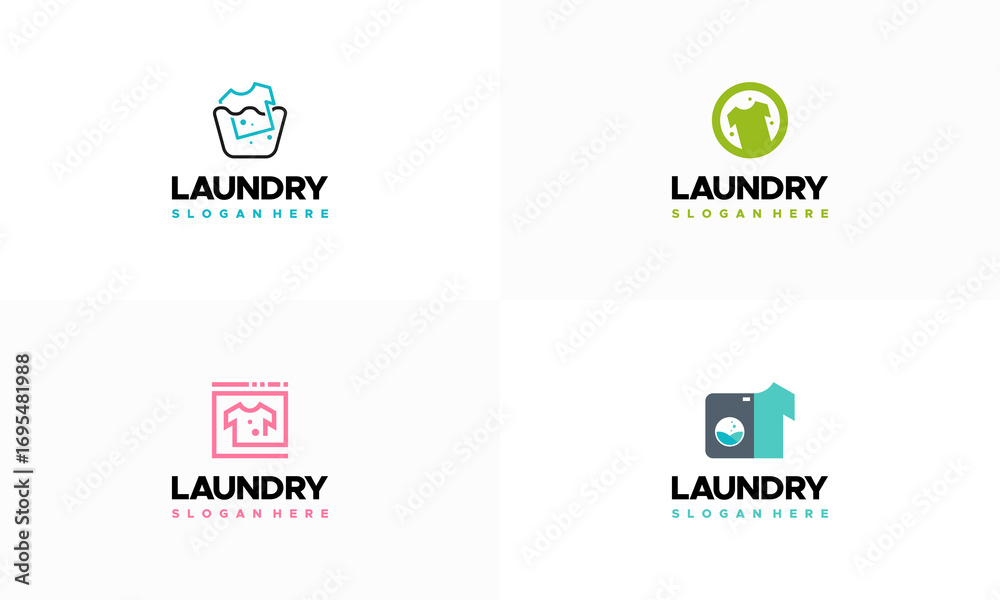 Fototapeta premium Set of Laundry Logo designs concept vector, Cloth Washing logo template