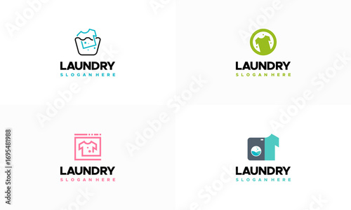 Set of Laundry Logo designs concept vector, Cloth Washing logo template