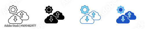 Cloud Service  Icon Set Multiple Style Collection