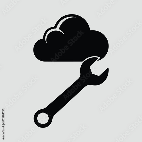 Silhouette cloud computing wrench internet network repair vector illustrator