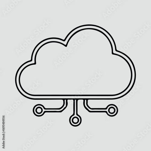 Silhouette cloud computing network simple circuit design vector illustrator