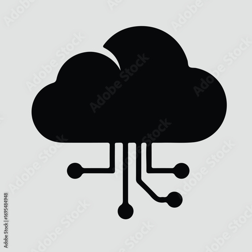 Silhouette cloud computing network connection abstract technology vector illustrator