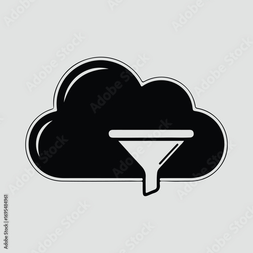 Silhouette Cloud filtering funnel icon data vector illustrator