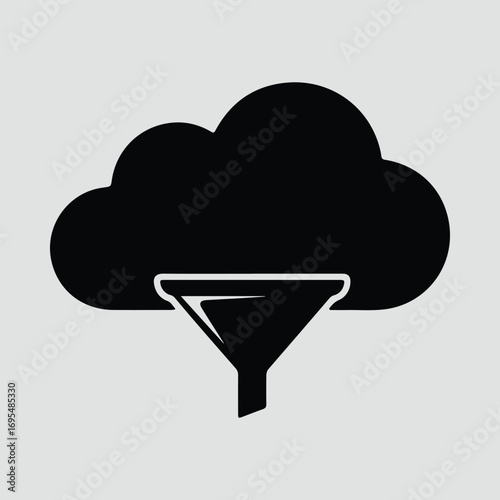 Silhouette data funnel converting information to cloud vector illustrator