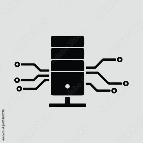 Silhouette server data network technology isolated vector illustrator